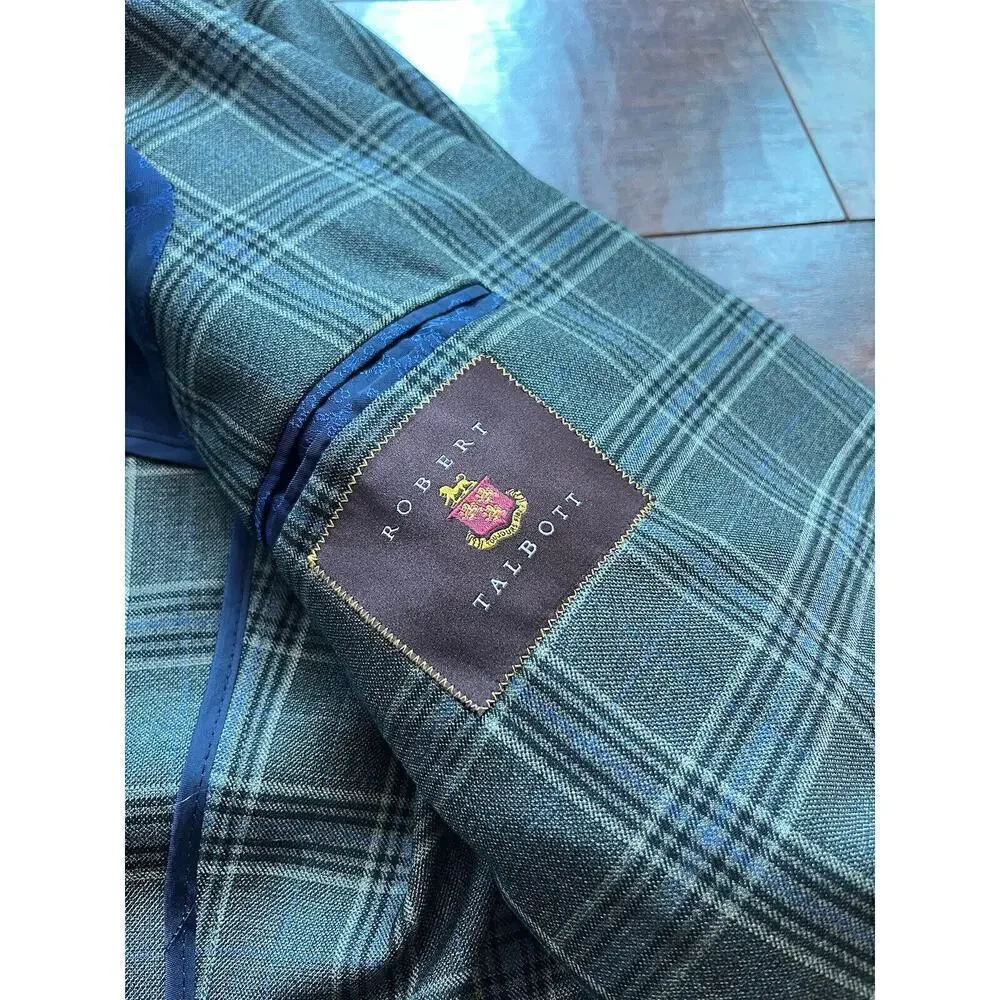 Robert Talbott Green Plaid High QualitySport Suit Coat Mens READ BELOW